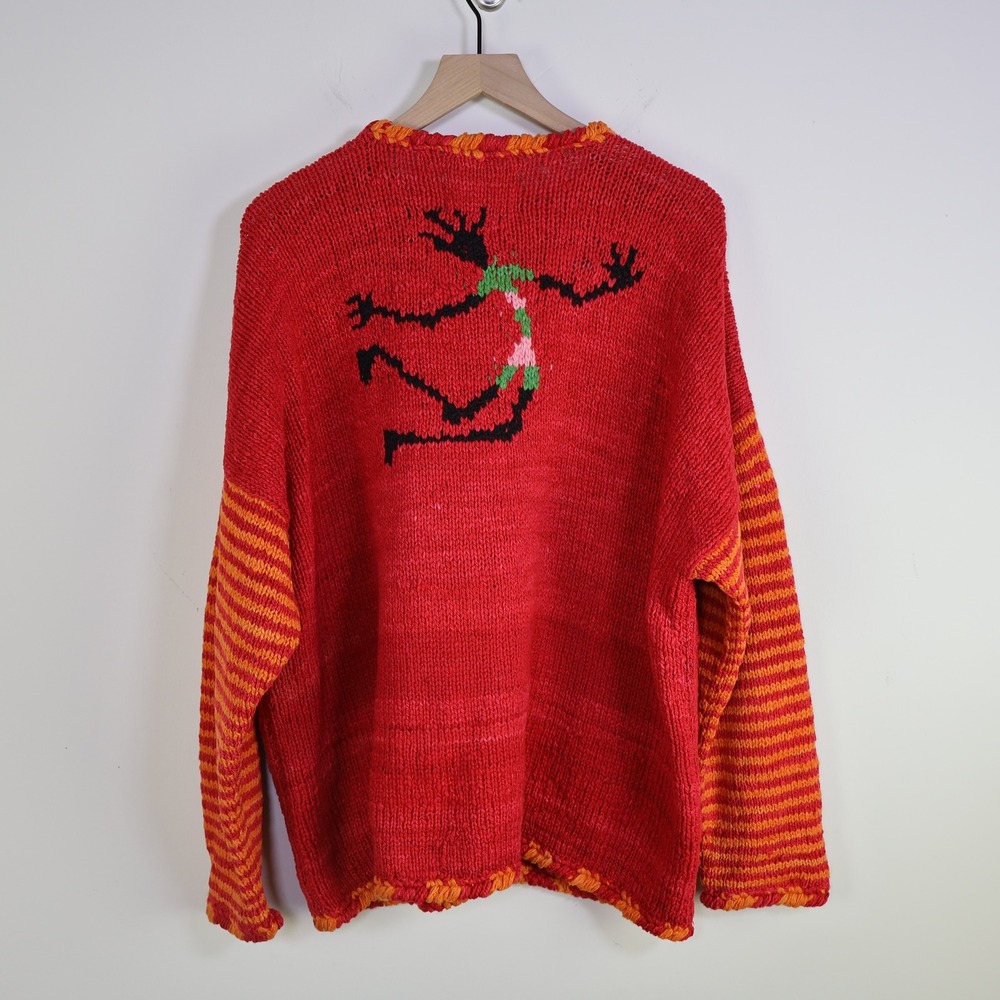 Vintage Amano Hand Knitted Wool Cardigan XL RARE Folk Dancing Boho Art To Wear - Picture 2 of 15